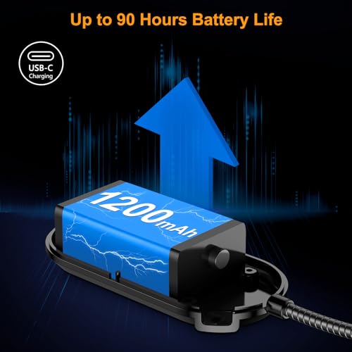 Gritin Rechargeable Book Light Black, 19 LED Reading Light with Adjustable Brightness & 360° Flexible Neck