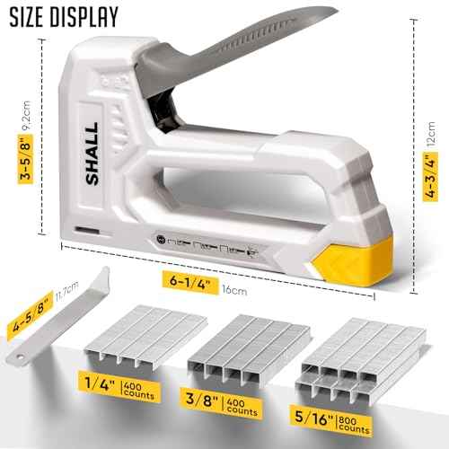 SHALL Light Duty Staple Gun for Wood - White Upholstery Staple Gun with 1600pcs JT21 Staples 1/4, 5/16, 3/8 inch and Staple Remover - Fabric Stapler Gun for Crafts, DIY, Decoration