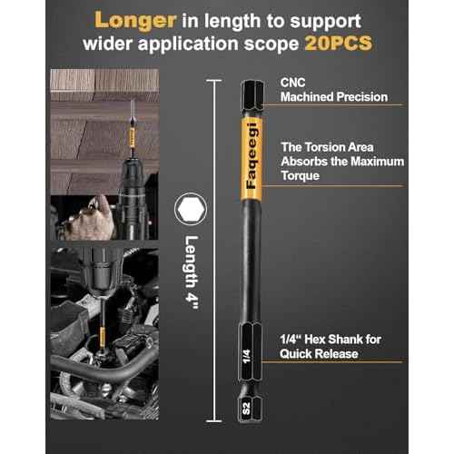 20PCS 4" Hex Bit Set (Metric & SAE), High-Torque Resistant Impact Allen Wrench Bits, Premium S2 Steel 1/4" Hex-Shank, Magnetic CNC Tips for Drill & Driver