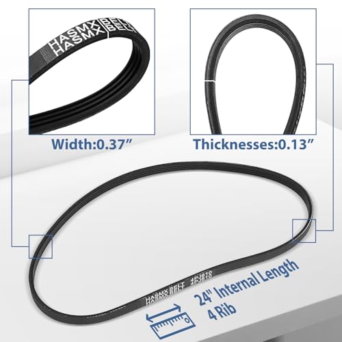 HASMX Drive Belt Replacement Belt for Rikon Band Saw Models 10-320, 10-321, 10-325, RK14CS Replaces Part Numbers C10-995, P10-320-87, 24" Internal Length Band Saw Drive Belt, 4 Rib, Black (1-Pack)