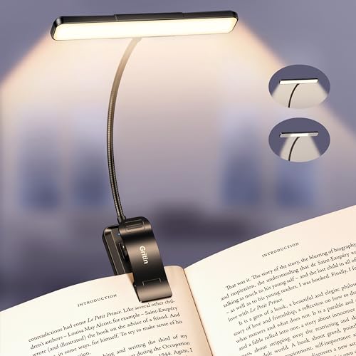Gritin 2026 Gen 2 Book Light Black - Eye-Caring Full Spectrum LED Reading Lamp