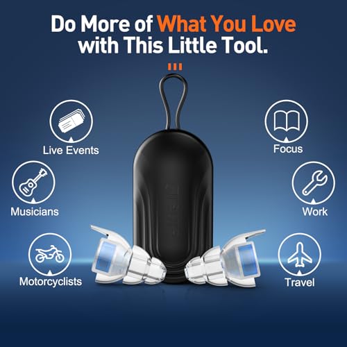 Reure Blue High Fidelity Ear Plugs - Noise Cancelling Silicone Ear Protection for Concerts & Travel