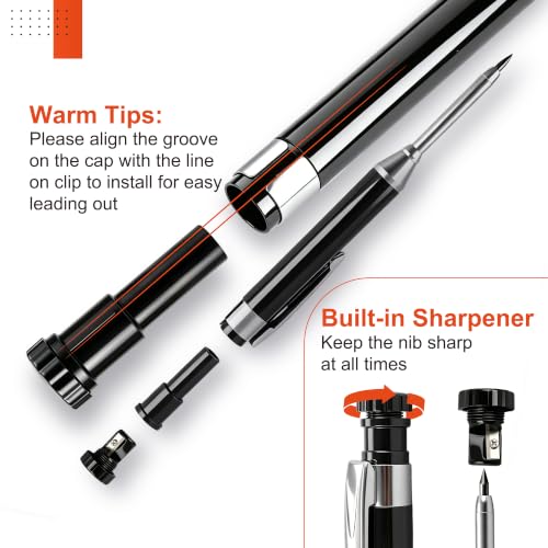 YEVEETTE 2.8mm Mechanical Carpenter Pencil Set with 7 Refills & Built-in Sharpener