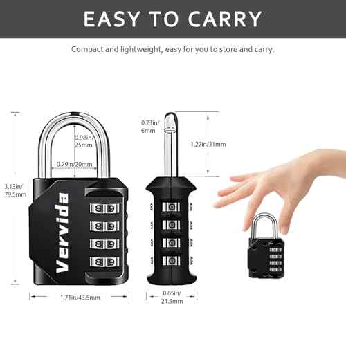 Vervida¢ç Combination Lock Resettable 2 Pack 4 Digit Outdoor Waterproof Combo Padlock for School Gym Locker, Sports Locker, Fence, Toolbox, Gate, Hasp Storage (Black)