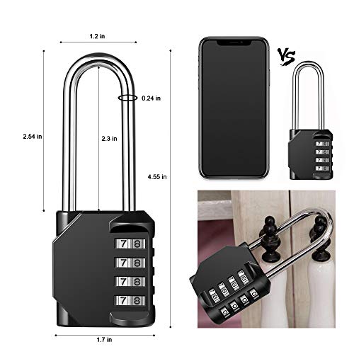 disecu 2 Pack Waterproof 2.6 Inch Shackle Combination Locks - Black, Outdoor Security Padlocks for Gym, Locker, Gate, Toolbox