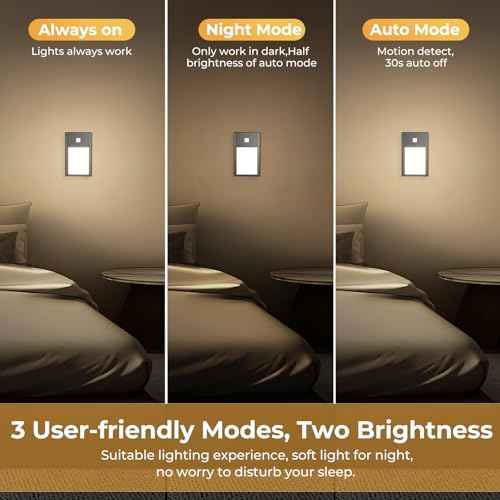 VST Motion Sensor Step Night Light, Rechargeable Battery Powered Led Light with Magnetic Suck Installation for Bedroom Hallway Stair Nursery Kids Room (2.68 inch 3000K 6Pack Black)