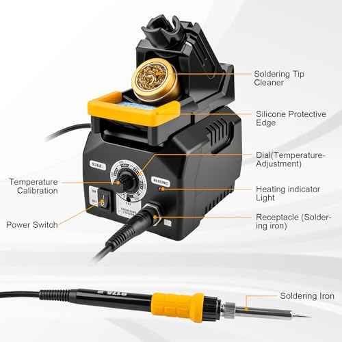 Upgraded Soldering Station Kit - Fast Heating with ESD Safe Design, 5 Replaceable Soldering Iron Tips & 63.5oz Sturdy Construction - for Electronics Repair, DIY & Home Welding