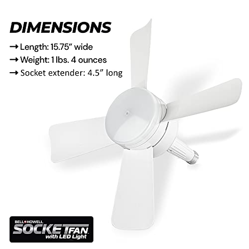 Bell+Howell White 10-Inch Ceiling Fan with LED Light, Remote Control