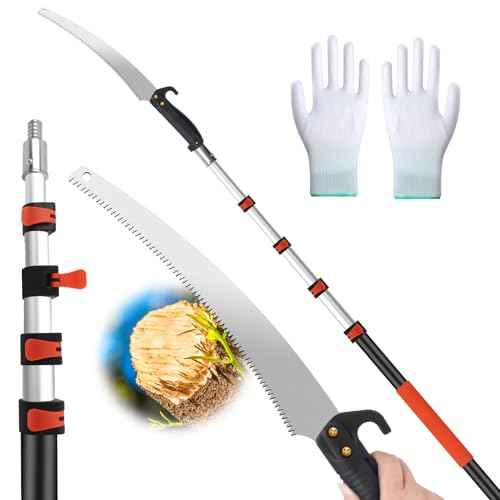 Manual Pole Saws for Tree Trimming,Reach 26 FT Telescoping Pole Saws with Long Pole,Tree Saw with 19" 3X Detachable Saw,Non-Slip Handle and Gloves,Tree Trimmer for Yard Garden Tree Palm Shrub
