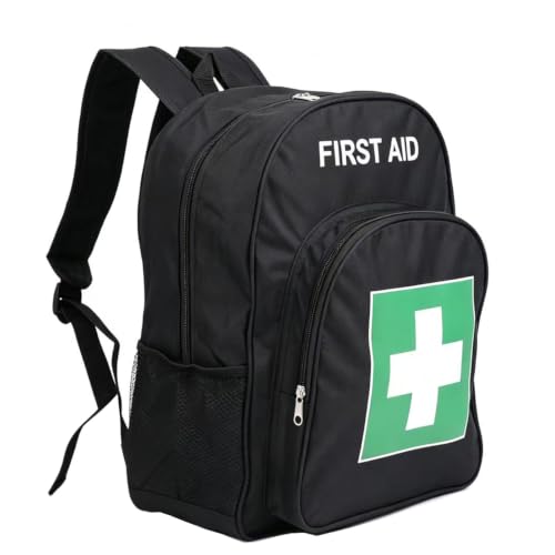 Jipemtra Emergency First Aid Backpack Black Green 16x12x6in for Hiking Camping Travel