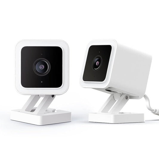 WyzeCamera v3 1080p HD Indoor/Outdoor Plug-in Smart Home Security Cameras, Color Night Vision, 2-Way Audio, MicroSD Card Slot, Compatible with Alexa - White, 2-Pack