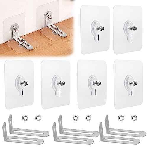 No Drill Furniture Anchors 6 Packs Anti Tip Furniture Straps Kit Adhesive Furniture Wall Anchors for Baby Proofing, Secure Bookcase Dresser Shelf Cabinet Wall