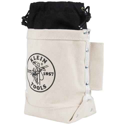 Klein Tools 5416TC Tool Bag, Top Closing Bolt Bag with 3-Inch Drawstring, Load Rated with Tunnel Connect, 5 x 10 x 9-Inch