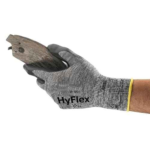 Ansell HyFlex 11-801 Nylon Glove, Black Foam Nitrile Coating, Knit Wrist Cuff, Small, Size 7 (Pack of 12)