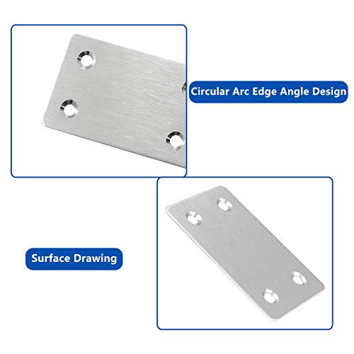 BokWin 12Pcs Flat Stainless Steel Mending Plates 2.4 x 1.5 Inches Silver
