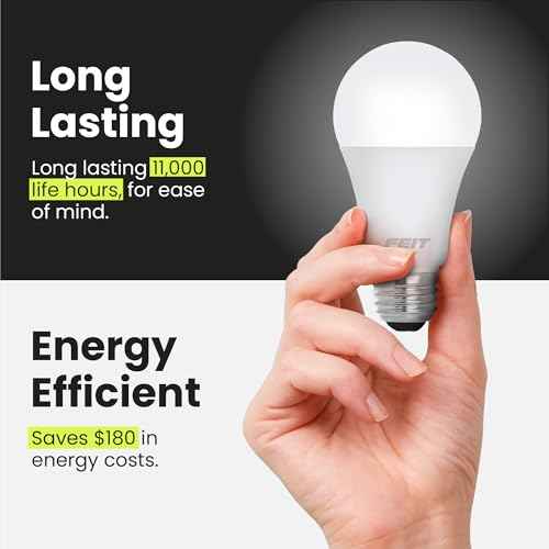 Feit Electric A19 LED Light Bulb, 60W Equivalent, E26 Medium Base, 800 Lumens, 3500K Neutral White, Non-Dimmable Standard Light Bulb, 10-year Lifetime, A800/835/10KLED/4, 4 Packs