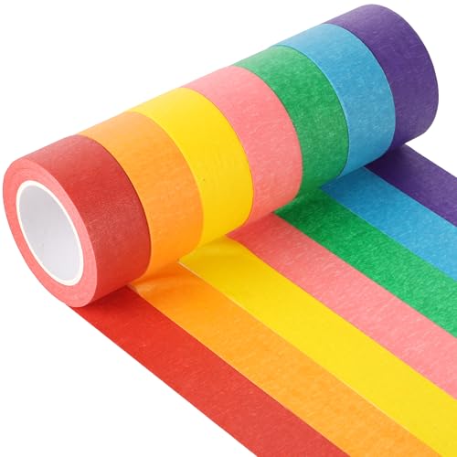 ZFIOPSH 7-Color Masking Tape Set - 1 Inch x 14 Yards, Craft & Labeling Tape