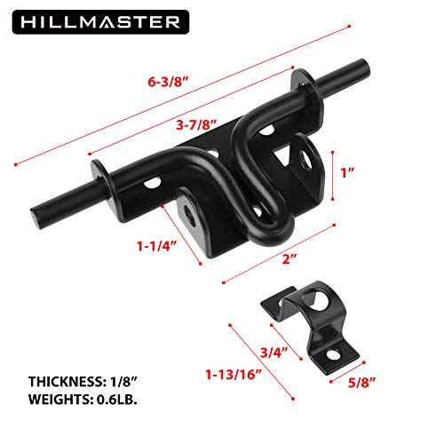 1 Pack Heavy Duty Black Slide Bolt Gate Latch for Wooden Fence Door Lock with Padlock Hole