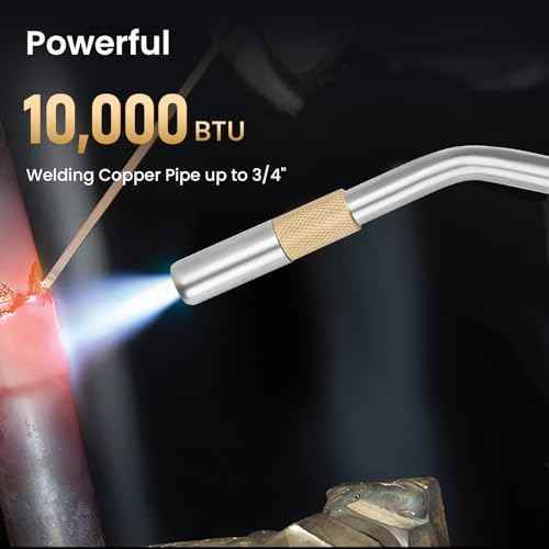 Propane Torch Head, Map Gas Torch with Igniter and Flame Adjustable, Hand Blow Torch with Fuel by Propane MAPP MAP PRO Gas, for Plumbing Soldering Lighting Campfires and Grills (CSA Certified)