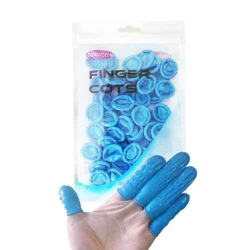 Medium Disposable Nitrile Finger Cots, Anti-Static Non-allergenic Finger Protectors,Suitable for Beauty, Cleaning, Massage,Electronic Repair 100 pcs (Blue)