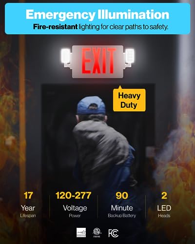 Sunco 6 Pack Red Emergency Exit Signs with LED Backup & Adjustable Lights