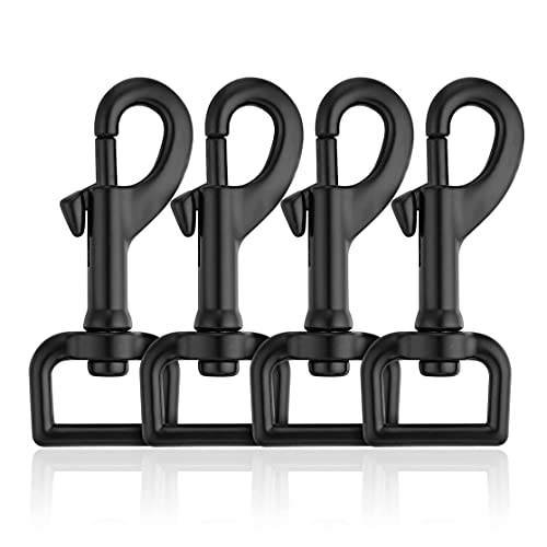 Heavy Duty Black Swivel Eye Bolt Snap Hooks - 3/4" Pack of 4 for Dog Leashes & Crafting