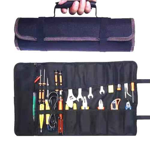 23 Pocket Tool Bag Roll Up, Tool Organizer for Men gift, Portable Tool Storage with Zipper Pouch, Compact Small Toolbag for Handyman RV Owners, Birthday Gifts
