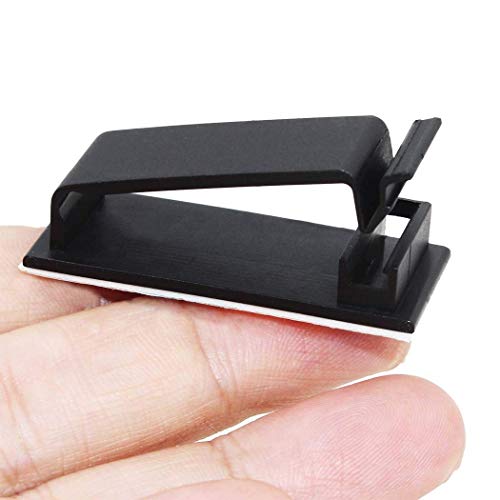 SOULWIT 50Pcs Black Self-Adhesive Cable Management Clips - Easy Organizer