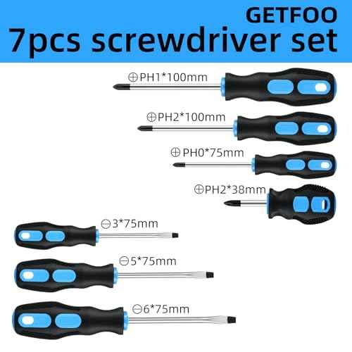 Magnetic Screwdriver Set - 7-Piece Cushion Grip Kit / 4 Phillips & 3 Flat Heads for Auto Repair, Electronics & Furniture Assembly | Holiday Gift for Mechanics & DIYers