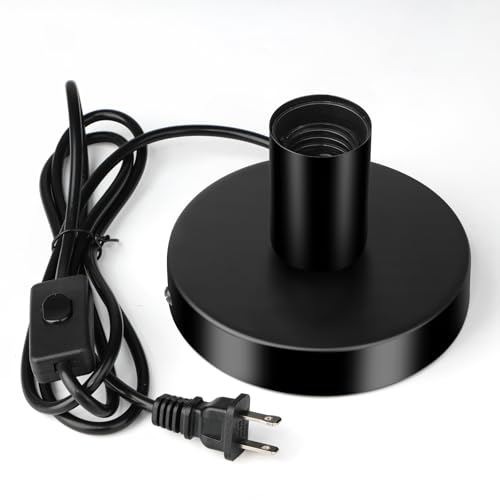 Vohyzufa 1 Pack Industrial Black Table Lamp Base with Switch - E26/E27 Plug