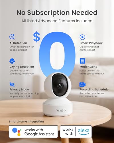 REOLINK E1 Pro 3K Dual-Band Wi-Fi Indoor Camera 5MP White for Baby & Pets