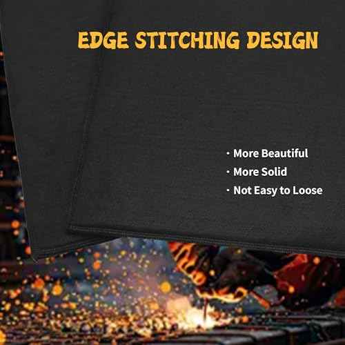 kaidun 8 mm 12'' x 12'' Sewing Edge Welding Blanket Fireproof 2 Pack, Flame Retardant Fabric Carbon Felt Pad Cloth for Brazing Plumbing, Heat Resistant Soldering Mat Fire Blankets for Welders Plumbers