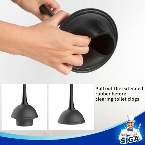 MR.SIGA Black Toilet Plunger & Bowl Brush Set with Storage - 2-in-1 Bathroom Cleaning
