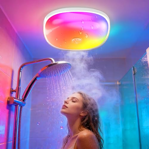 Gotopceed IP65 Waterproof Rechargeable Shower Light - 6 Inch, Multicolor, 300LM