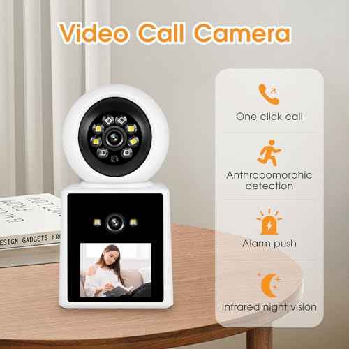 Two-Way Video Call Security Camera with HD Screen, 1080P Indoor Home Security Camera, Indoor House Sitter Camera, Baby/Elderly/Sitter/Dog/Pet Camera with Mobile Apps
