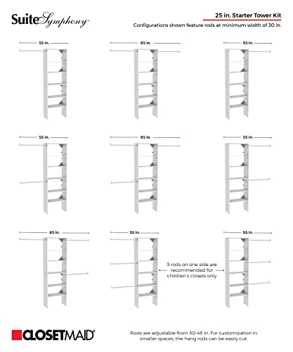 ClosetMaid SuiteSymphony Wood Closet Organizer System 25-Inch Starter Kit - Pure White