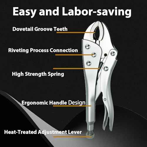 10-Inch Locking Pliers with Wire Cutter - Heavy Duty Curved Jaw Vise Grips, Forged from Carbon Steel, Hardened Jaws for Secure Hold, Trigger Release Function