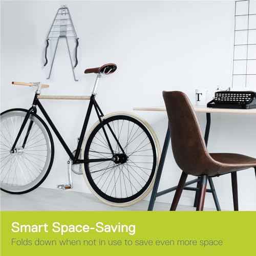 Delta Cycle 2 Bike Rack Garage - Foldable Bicycle Wall Mount Hanger with Storage Shelf Holds Up to 65 lbs - Horizontal Wall Bike Rack for Road, MTB, and Hybrid Bicycles