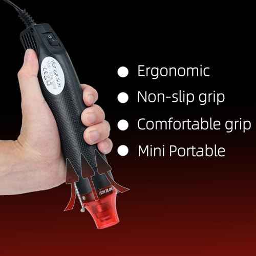 Heat Gun for Crafting, 110V 300W Handed Hot Air Gun, 3.28FT Ultra-Long Cable Portable Heat Gun with Stand and Power Cord for Shrinking Wrapping PVC, DIY Embossing and Drying Paint (Black)