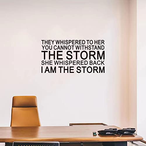 SEATUNE Inspirational Quotes Wall Stickers - Women Teen Girls Wall Decals - Positive Motivational Encouragement Home Vinyl Art Wall Decor - They Whispered to Her You Cannot Withstand The Storm 21"X11"