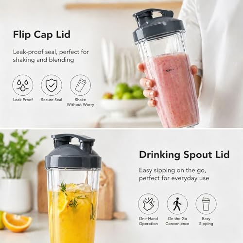 Replacement Nutribullet Cups with Lids, 32oz & 24oz 4-Piece Set for 600W/900W Blenders (Standard) - Kucall
