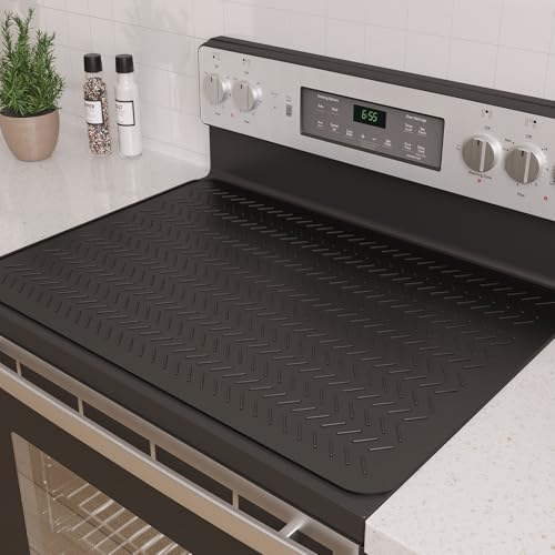 GUDEYIHE 30 x 21 Inch Thickened Silicone Stove Top Cover for Glass Electric Stovetops – XL Protection Mat, Black