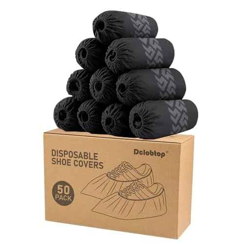 Recycable Shoe Covers Disposable - Black Shoe Covers for Indoors,50Pcs Booties for Shoe cover,Fits Up To 11 US Men and 13 US Women Size,Recyclable Non-Woven Fabric