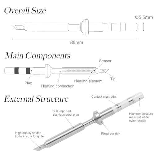 FEITA Mini Pencil Soldering Iron Tips Replacement for Pinecil Micro Soldering Iron, PTS200/TS100 Portable Solder Pen Tool Soldering Accessories (ST-B2/C4/K/D24 4Pcs)