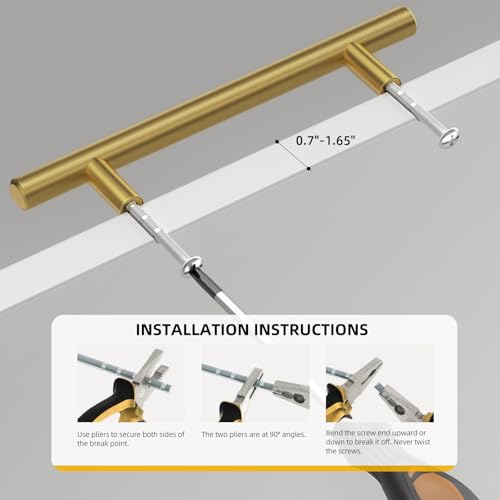 Goldenwarm 10 Pack 3 Inch Gold Cabinet Handles Brushed Gold Pulls with 76mm Hole Centers