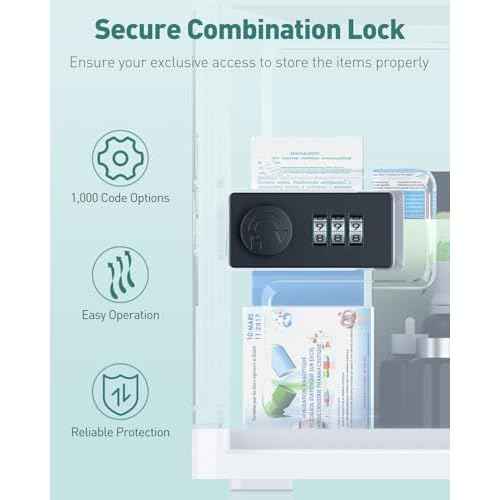 Uniclife Medicine Lock Box with Combination Lock 13 L Large Locking Medication Box Lockable Storage Box for Personal Items Phones Food & Snacks Stackable Fridge Lock Box for Home Office and School