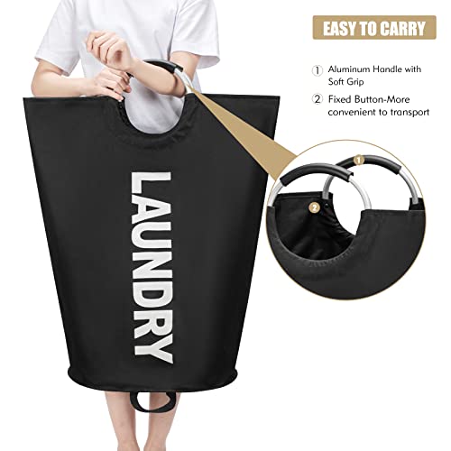 Maxsilan 90L Collapsible Laundry Hamper with Soft Handle - Black