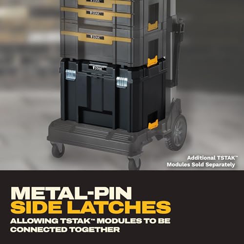 DeWalt TSTAK Large Tool Box with Removable Tray – Water & Debris Resistant Storage