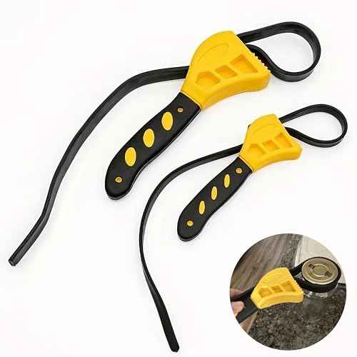 2-Pack Adjustable Rubber Strap Wrench Set ? 25.20" & 20.48" Heavy-Duty Strap Wrench for Oil Filter, Jar Opener, Water Filter, Plumbing, Sink, Faucet ? Non-Slip Multipurpose Wrench Tool