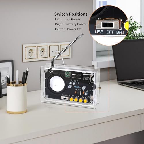 Soldering Practice Kit, DIY Soldering Kit with 2" Speaker, USB/Battery Power, Clear Acrylic Case & Step-by-Step Guide